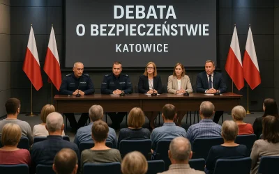 Debata o bezpieczeństwie w sali konferencyjnej w Katowicach