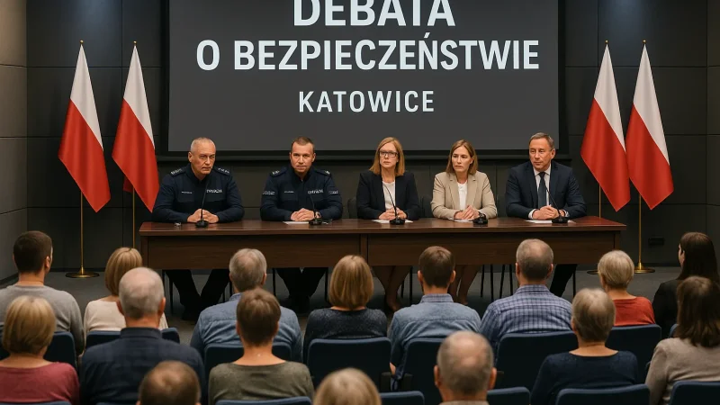 Debata o bezpieczeństwie w sali konferencyjnej w Katowicach