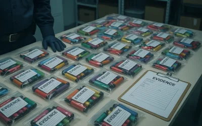 Skonfiskowane nielegalne e-papierosy jako dowody rzeczowe