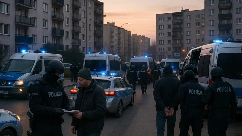 Policyjna operacja zatrzymania poszukiwanych o świcie