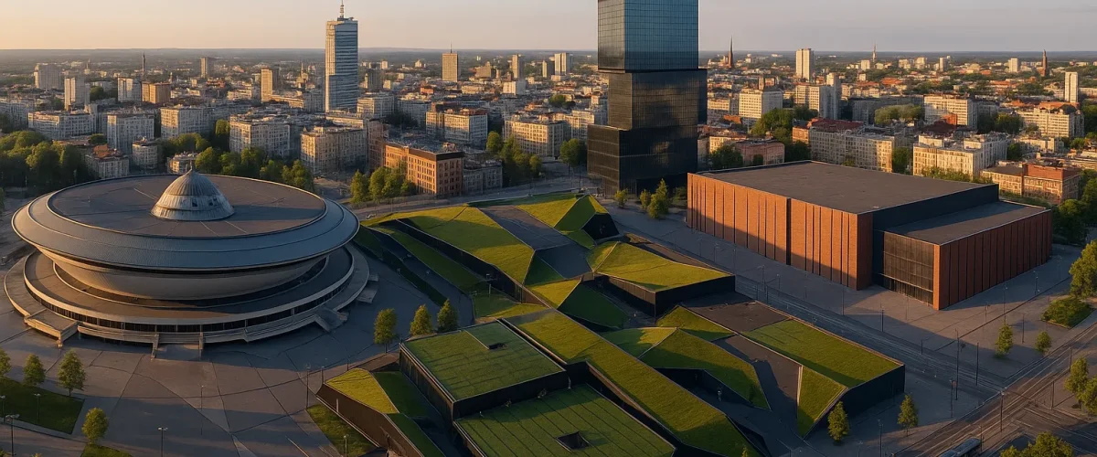 Panorama Katowic ze Strefą Kultury i Spodkiem - przewodnik po atrakcjach turystycznych