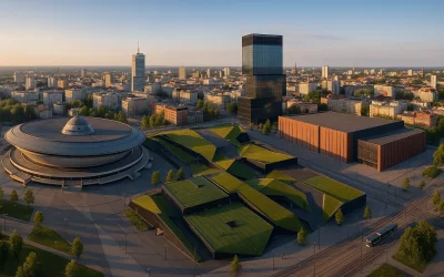 Panorama Katowic ze Strefą Kultury i Spodkiem - przewodnik po atrakcjach turystycznych