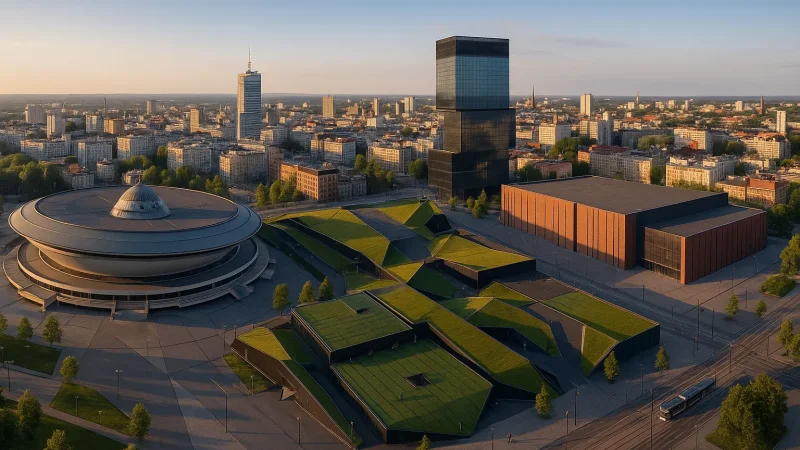 Panorama Katowic ze Strefą Kultury i Spodkiem - przewodnik po atrakcjach turystycznych