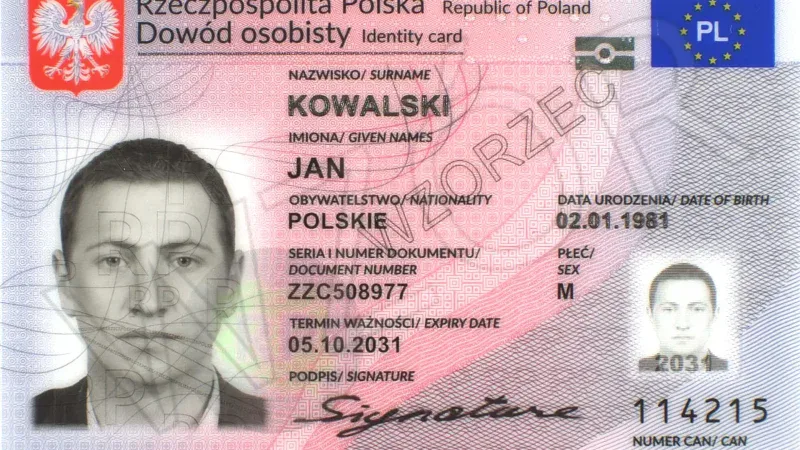 Wzór polskiego dowodu osobistego z 2021 roku