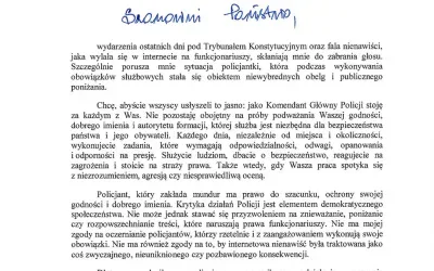 List Komendanta Głównego Policji do funkcjonariuszy